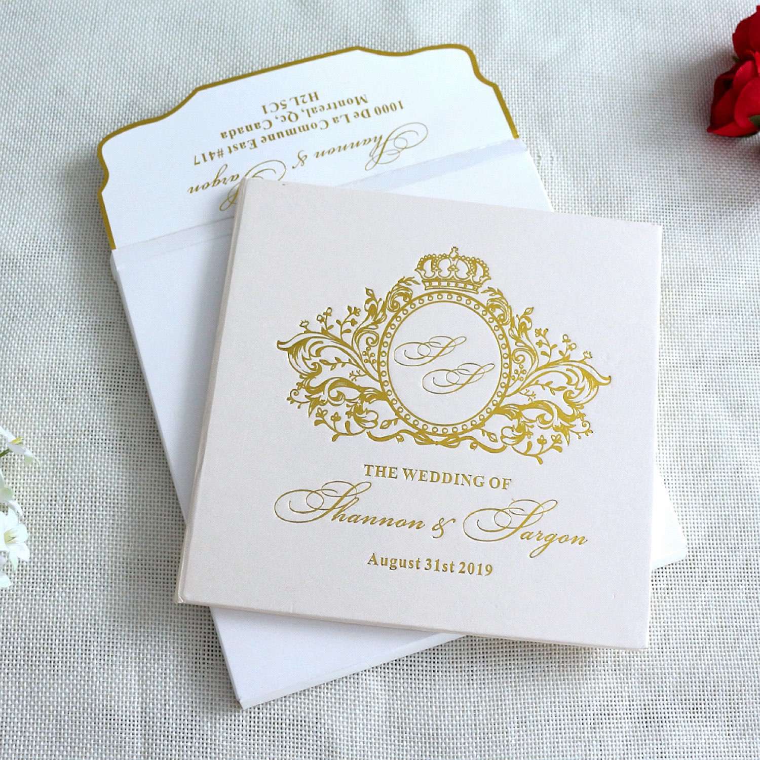 White Pocket Invitation White Invitation Card With Hard Cover Modern Invitation Card